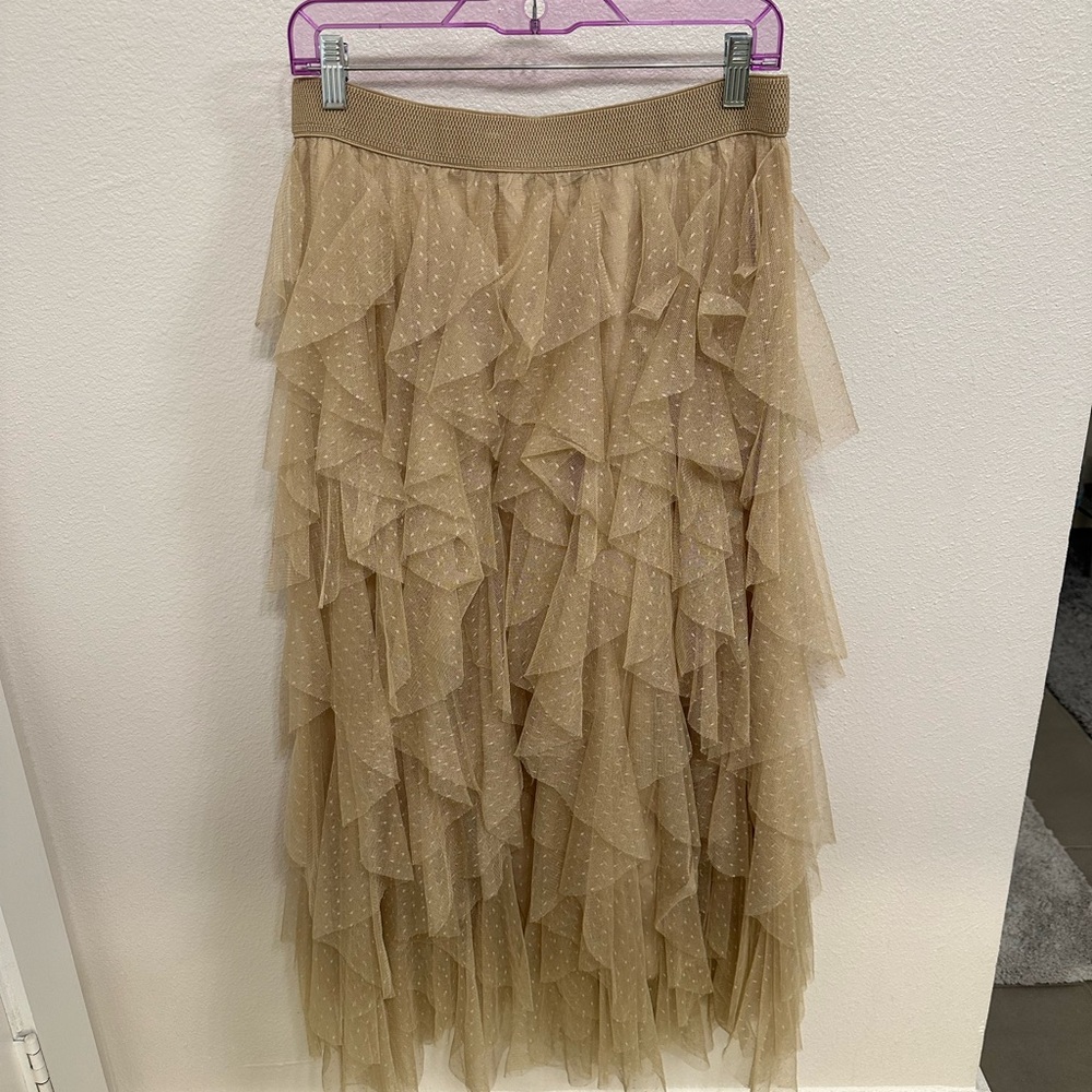 Anthropologie Beige Layered Tulle Skirt